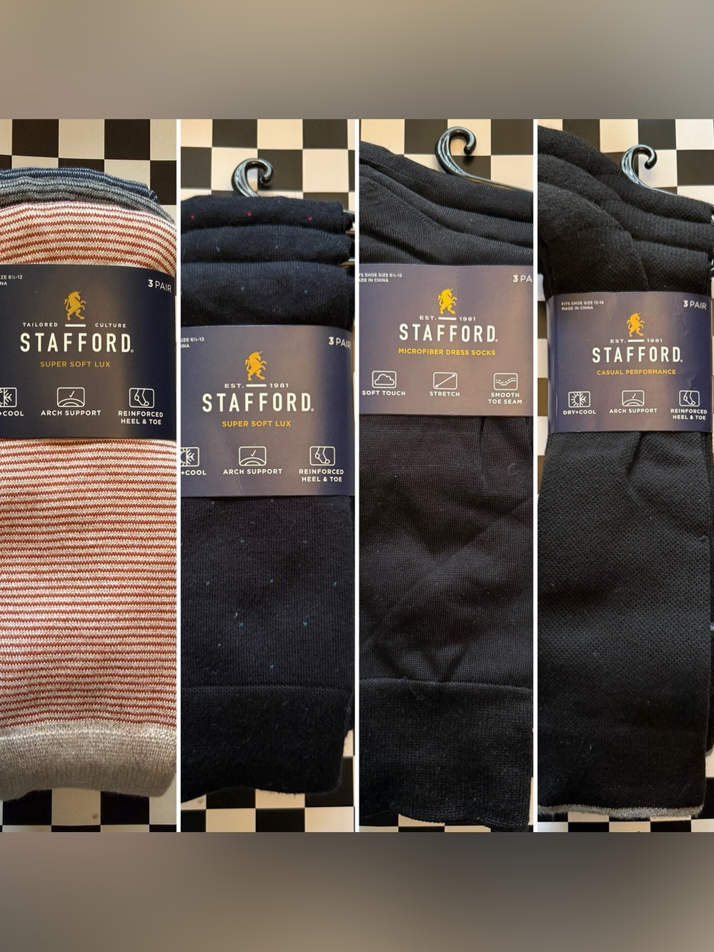Stafford Men's Black Dress Socks- Multiple Options